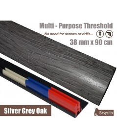 Silver Grey Adhesive Laminated Door Threshold Strip 38mm x 90cm Multi-Height/Pivots