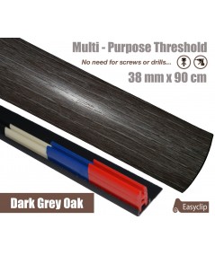 Dark Grey Oak Laminate Transition Strip 38mm x 0.90mtr Multi-Height and Pivot