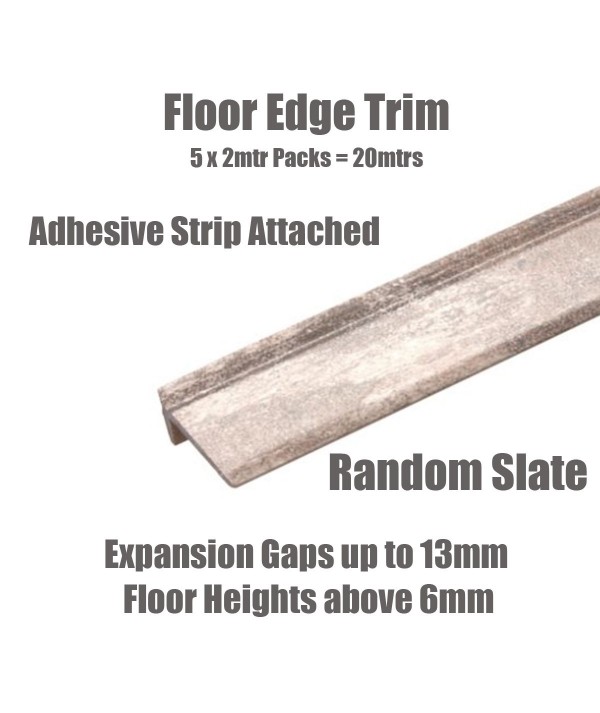 Random Slate Floor Edge Adhesive Trim 10 x 2Mtr Lengths Bridge Gap Between Floor and Skirting