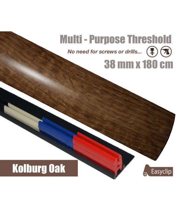 Kolburg Threshold Strip 38mm x 180cm laminate multi Purpose Adhesive Clip System