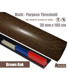 Brown Oak Threshold Strip 38mm x 180cm laminate multi Purpose Adhesive Clip System