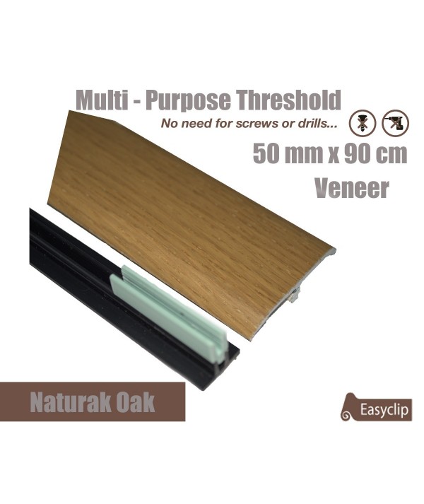 Veneer Natural Oak Transition Threshold Strip  50mm x 90cm Multi-Height/Pivots