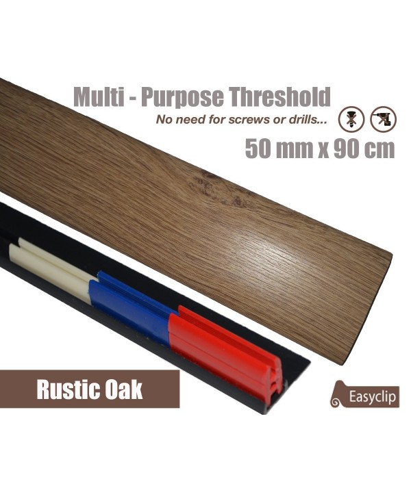 Rustic Oak Laminated Transition Threshold Strip  50mm x 90cm Multi-Height/Pivots
