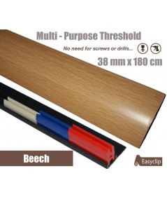 Beech Threshold Strip 38mm x 180cm laminate multi Purpose Adhesive Clip System