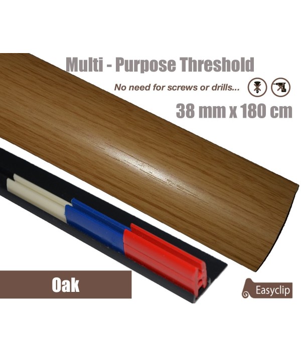 Oak Threshold Strip 38mm x 180cm laminate multi Purpose Adhesive Clip System