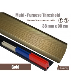 Gold 38mm x 90cm Aluminium Transition Threshold Strip Door Threshold Multi Purpose Easyclip Adhesive