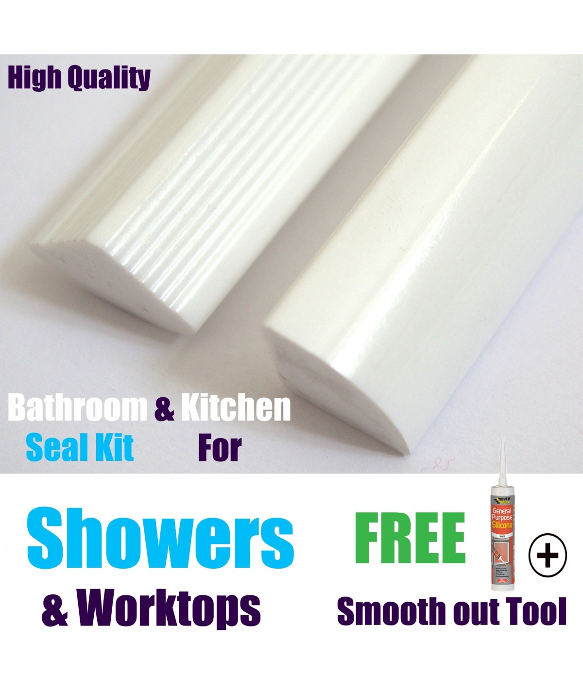 Shower Seal 2mtr Strips White Gloss Finnish Highest Quality