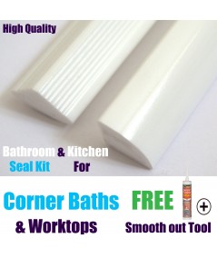 Solid Corner bath Seal 15mm profile gloss white finish