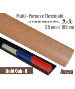 Light Oak Threshold Strip 38mm x 180cm laminate multi Purpose Adhesive Clip System