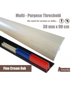 Fine Cream Oak Laminate Transition Strip 38mm x 0.90mtr Multi-Height and Pivot