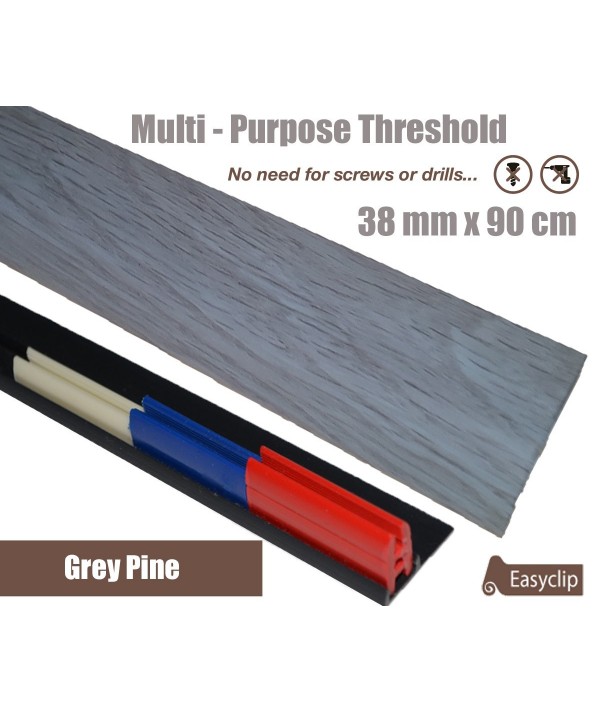 Grey Pine Laminate Transition Strip 38mm x 0.90mtr Multi-Height and Pivot