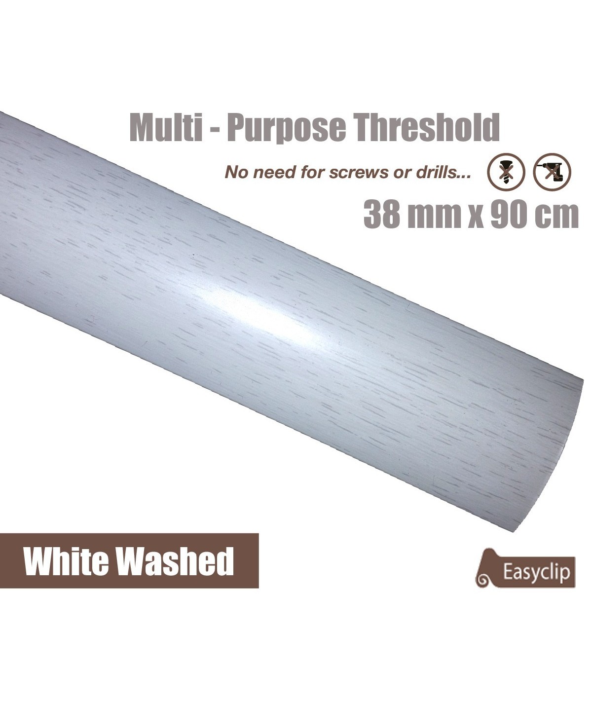 White Oak Laminate Multi Floor Door Strip 38mm x 0.90mtr Multi-Height and Pivot 