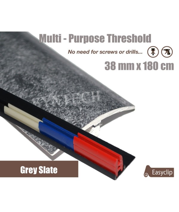 Grey Slate Threshold Strip 38mm x 180cm laminate multi Purpose Adhesive Clip System