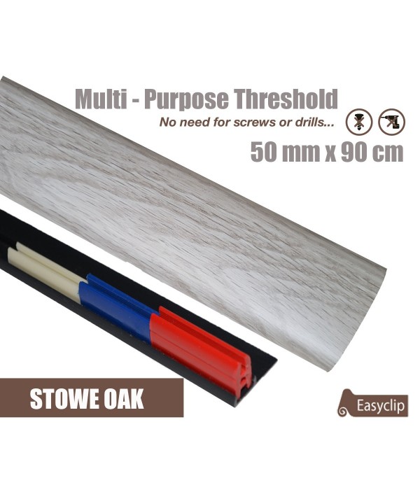 Stowe Oak Laminated Transition Threshold Strip  50mm x 90cm Multi-Height/Pivots