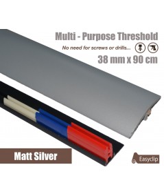 Matt Silver 38mm x 90cm Laminate Transition Threshold Strip Door Threshold Multi Purpose Easyclip Adhesive