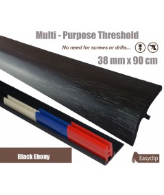 Black Ebomy Adhesive Laminate Door Threshold Strip 38mm x 90cm Multi-Height/Pivots
