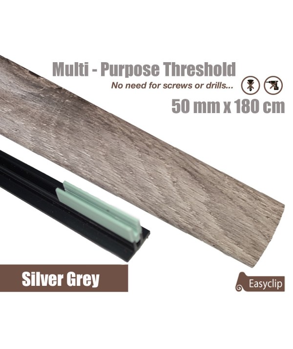 Silver Grey Laminated Transition Threshold Strip  50mm x180cm Multi-Height/Pivots