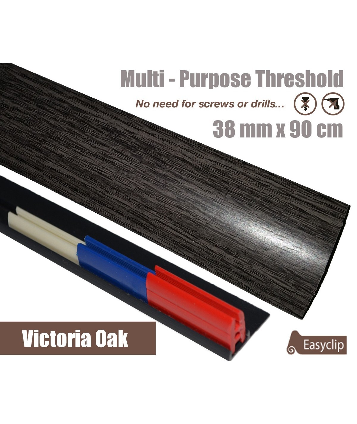 Victoria Oak Laminated Transition Threshold Strip 38mm Multi-Height/Pivots 90cm