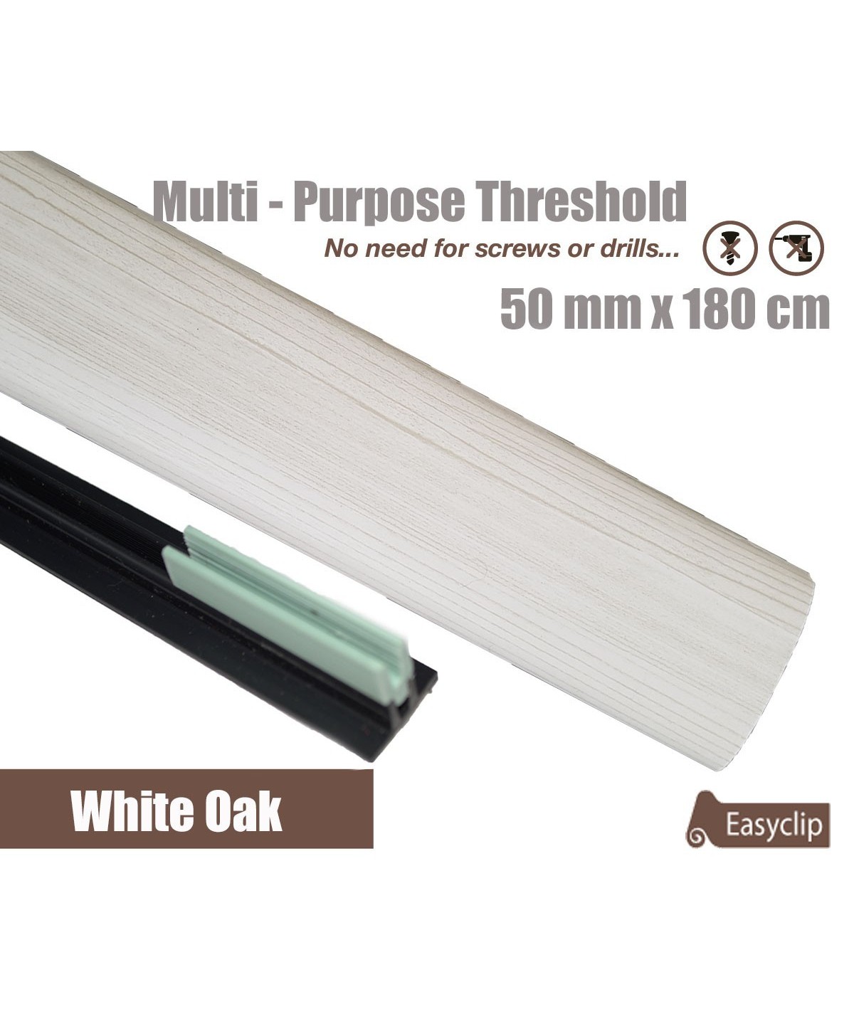 White Oak Laminated Transition Threshold Strip  50mm x180cm Multi-Height/Pivots