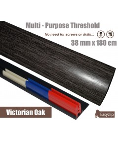 Victoria Oak Threshold Strip 38mm x 180cm laminate multi Purpose Adhesive Clip System