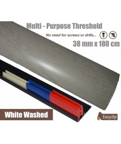 White Washed Oak Threshold Strip 38mm x 180cm laminate multi Purpose Adhesive Clip System