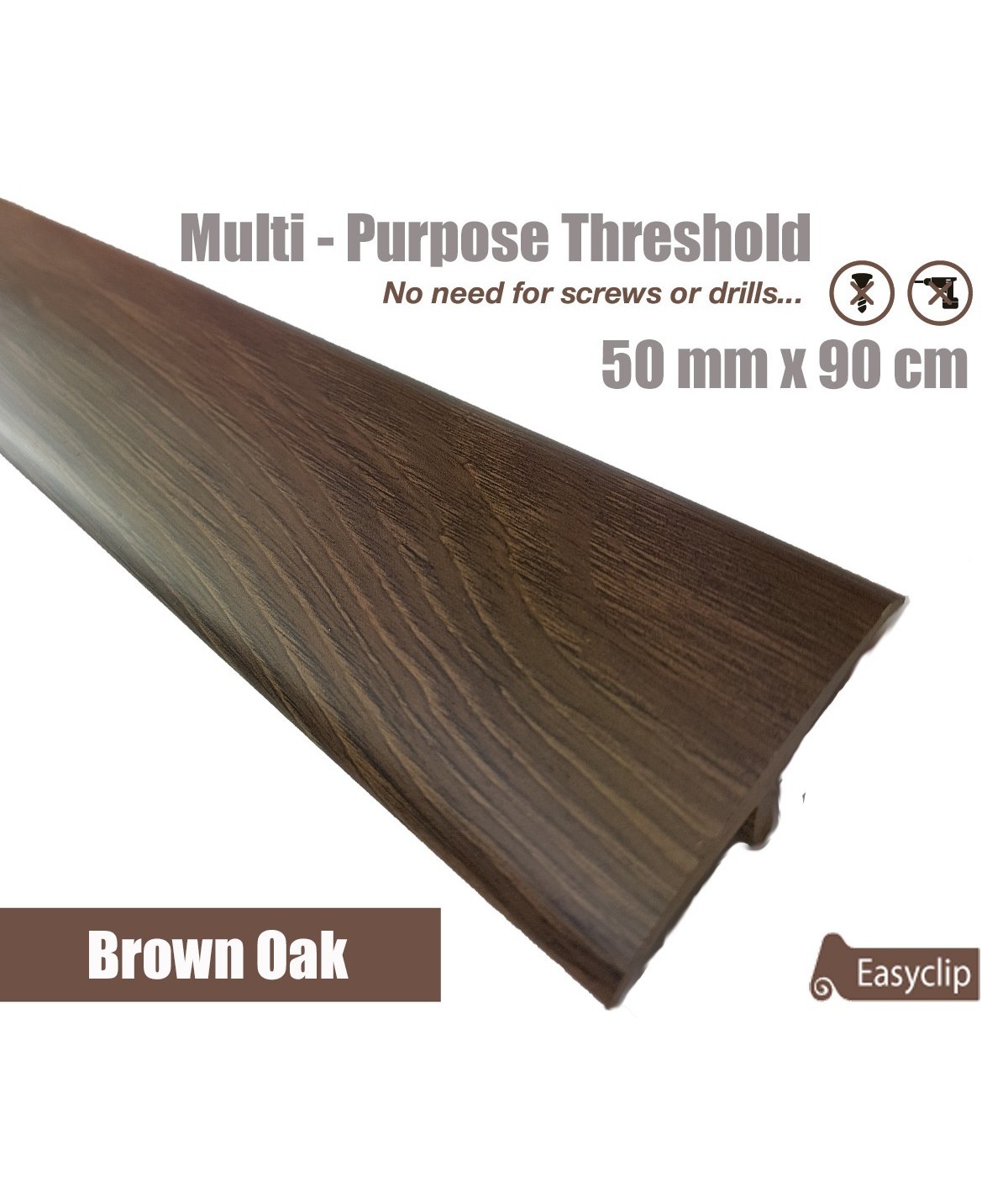 Brown Oak Laminated Transition Threshold Strip 50mm x 90cm Multi-Height/Pivots Catalog   Products