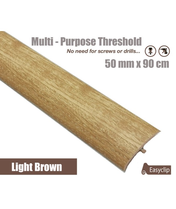 Light Brown Transition Threshold Strip  50mm x 90cm Multi-Height/Pivots Multi Floor