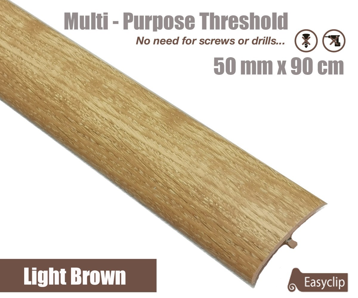 Light Brown Transition Threshold Strip 50mm X 90cm Multi Height Pivots Multi Floor Syntech Plastics