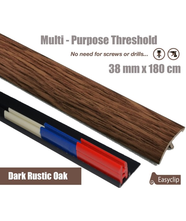 Dark Rustic Oak  Laminate Transition Strip 38mm x 0.90mtr Multi-Height and Pivot