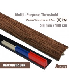 Dark Rustic Oak  Laminate Transition Strip 38mm x 0.90mtr Multi-Height and Pivot
