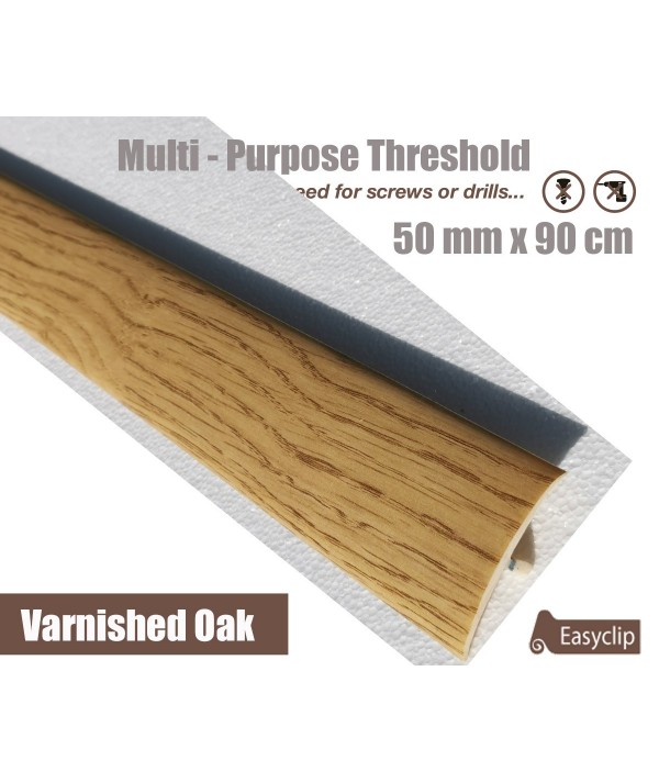 Varnished Oak Laminated Transition Threshold Strip  50mm x 90cm Multi-Height/Pivots
