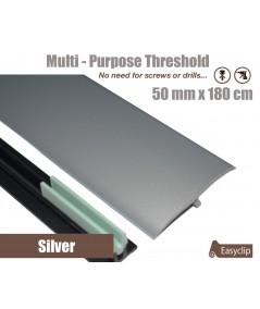 Silver Laminated Transition Threshold Strip  50mm x180cm Multi-Height/Pivots